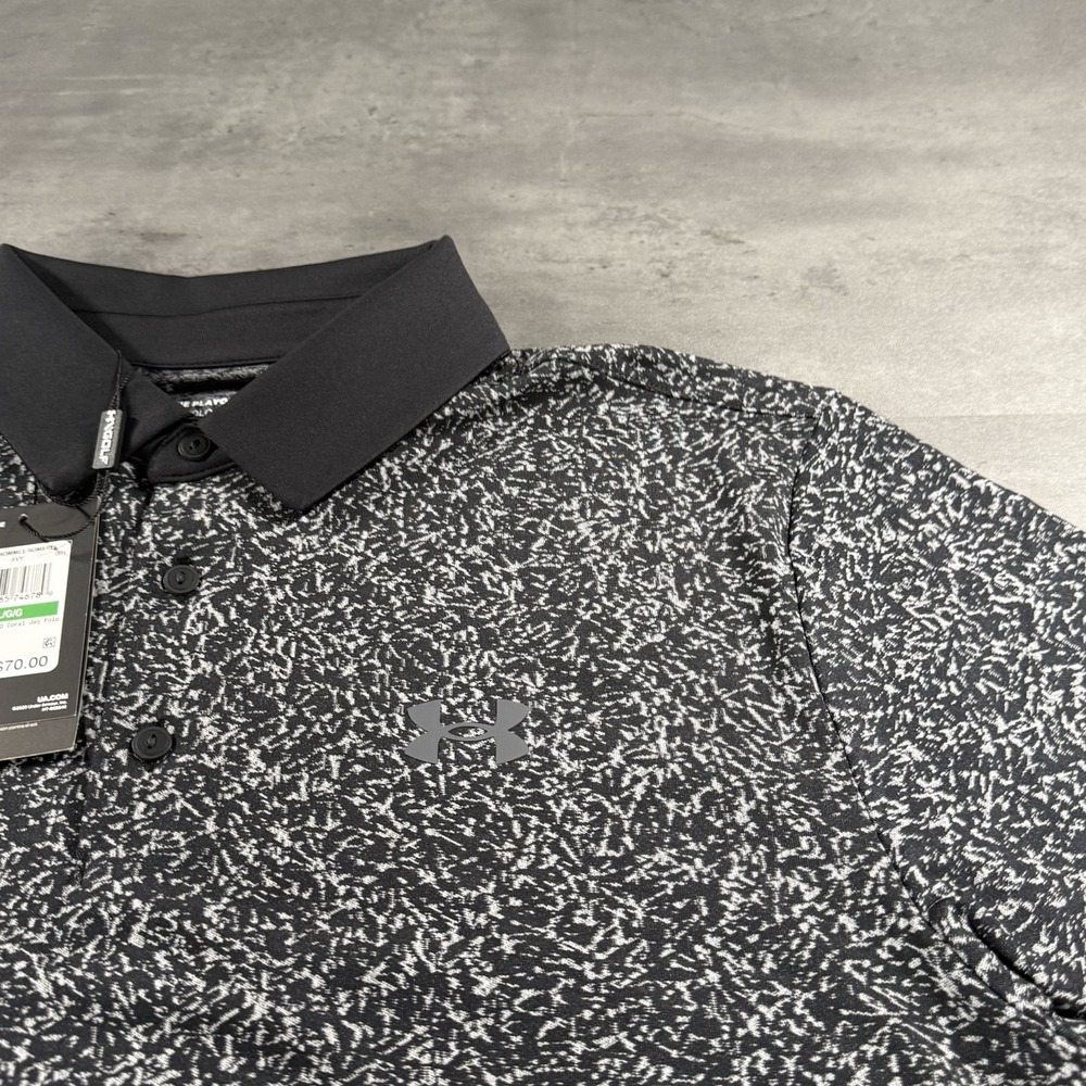 Under Armour Black & White Speckle Performance Polo